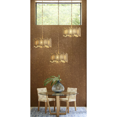 Lisa McDennon Roca LED 20 inch Burnished Gold Indoor Pendant Ceiling Light, Convertible to Semi-Flush