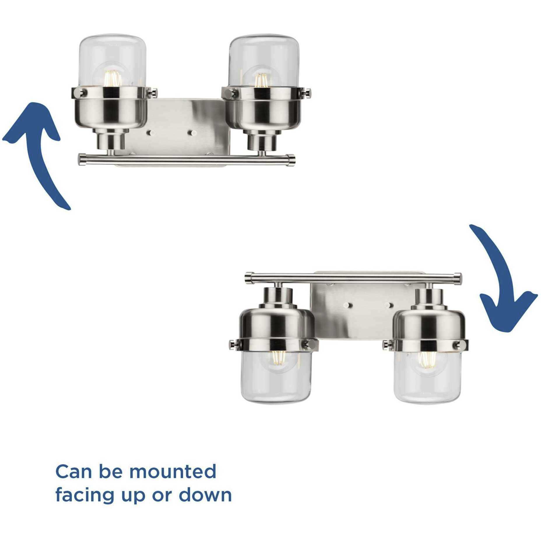 Beckner 2 Light 14.62 inch Brushed Nickel Bath Light Wall Light