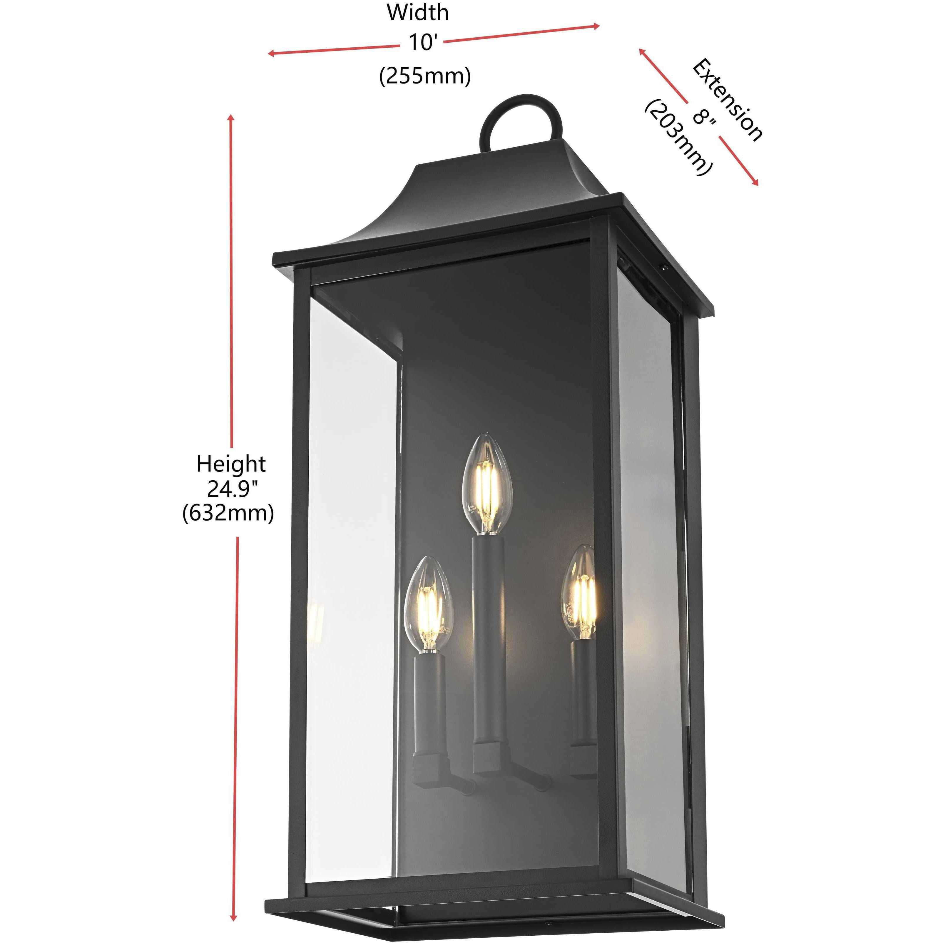 Shepard 3 Light 25 inch Black Outdoor Wall Sconce