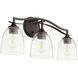 Jardin 3 Light 22 inch Oiled Bronze Vanity Light Wall Light in Clear Seeded