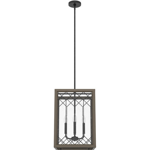 Chevron 4 Light 14 inch Rustic Iron and French Oak Lantern Pendant Ceiling Light, Small