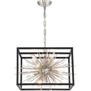 Burst 10 Light 20 inch Polished Nickel and Matte Black Chandelier Ceiling Light