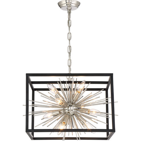Burst 10 Light 20 inch Polished Nickel and Matte Black Chandelier Ceiling Light