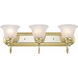 Belmont 3 Light 24 inch Polished Brass & Polished Chrome Bath Vanity Wall Light in Polished Brass and Chrome