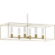 Portico 6 Light 42 inch Modern Brass and Modern Brass Pendant Ceiling Light in Seeded Clear