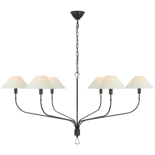 Amber Lewis Griffin LED 42 inch Bronze and Chocolate Leather Tail Chandelier Ceiling Light, Extra Large