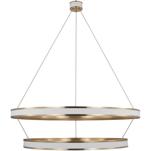 Chapman & Myers Connery LED 50.25 inch Matte White and Antique-Burnished Brass Two-Tier Ring Chandelier Ceiling Light