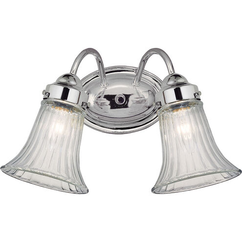 Fluted Glass 2 Light 13 inch Polished Chrome Bath Vanity Wall Light