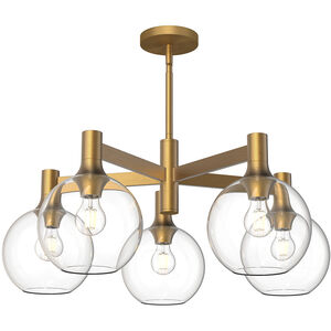 Castilla 5 Light 29.5 inch Aged Gold Chandelier Ceiling Light in Clear Glass, Aged Brass