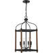 Eagen 4 Light 13 inch Darkwood with Black Accents Pendant Ceiling Light in Darkwood/Black