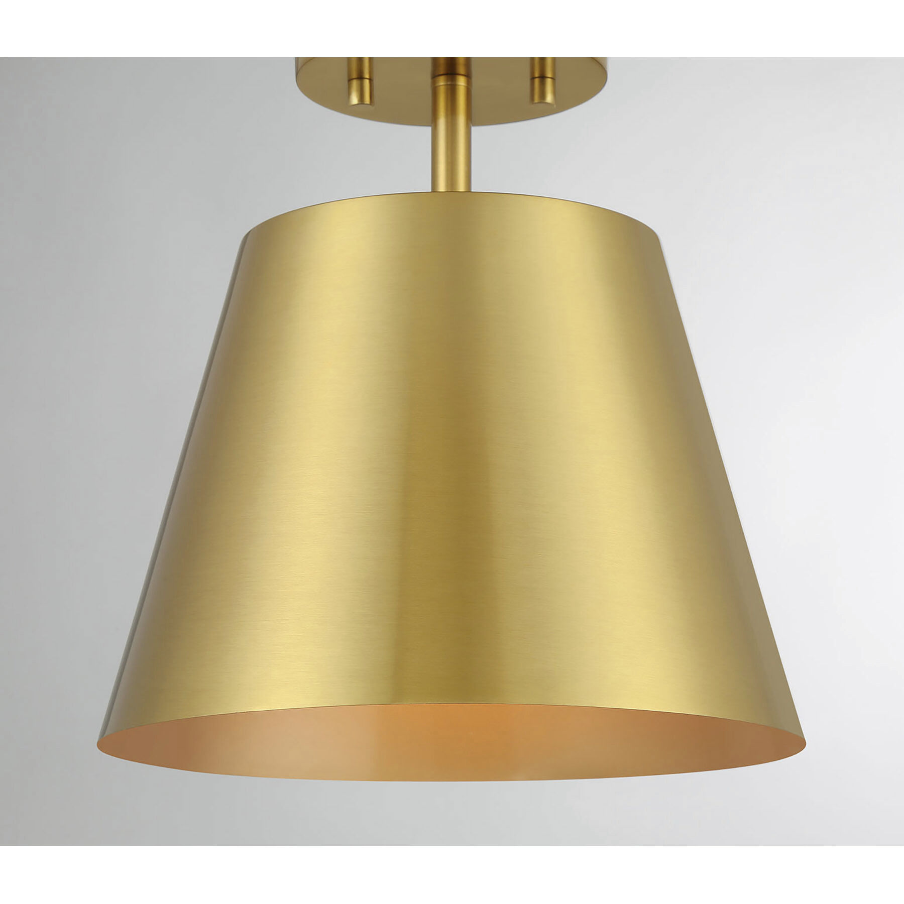 Contemporary 1 Light 10 inch Natural Brass Semi-Flush Ceiling Light