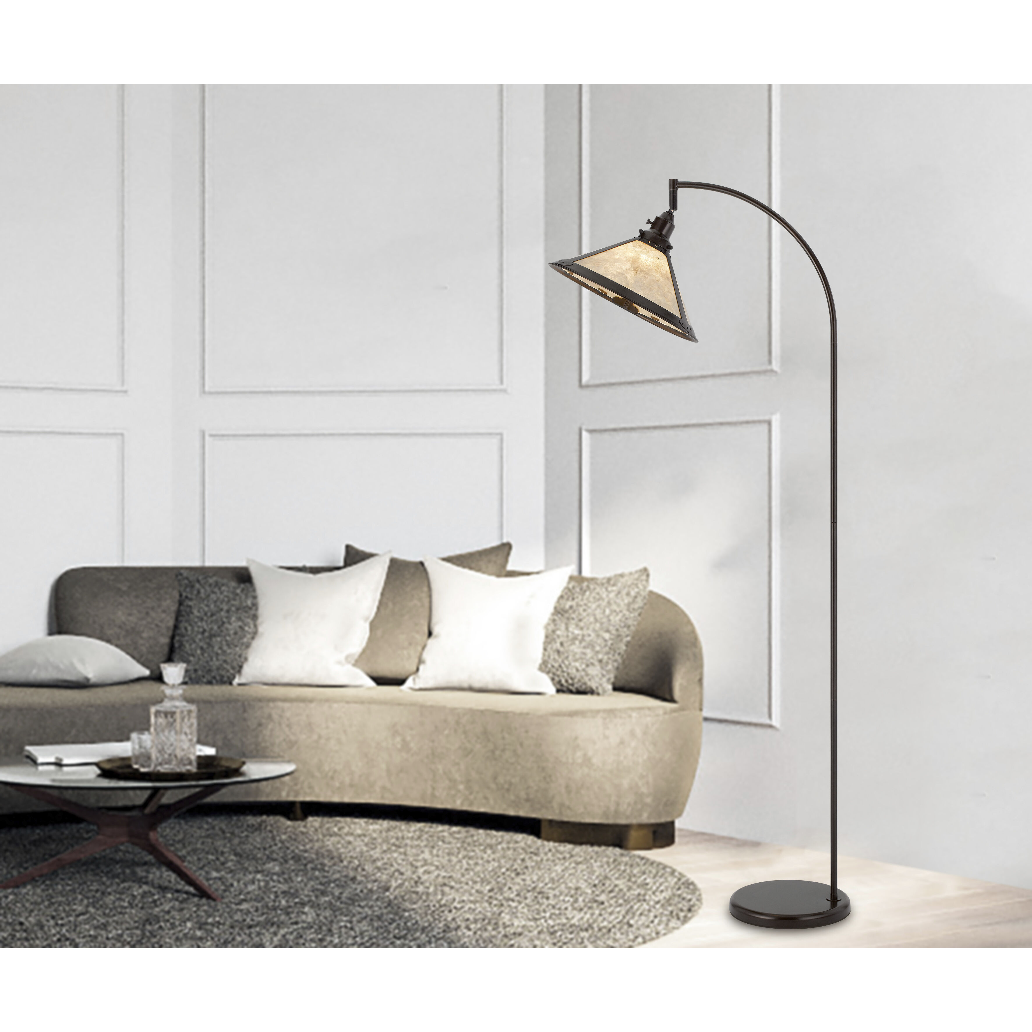 Downbridge 65 inch 60.00 watt Mica and Dark Bronze Arc Floor Lamp Portable Light