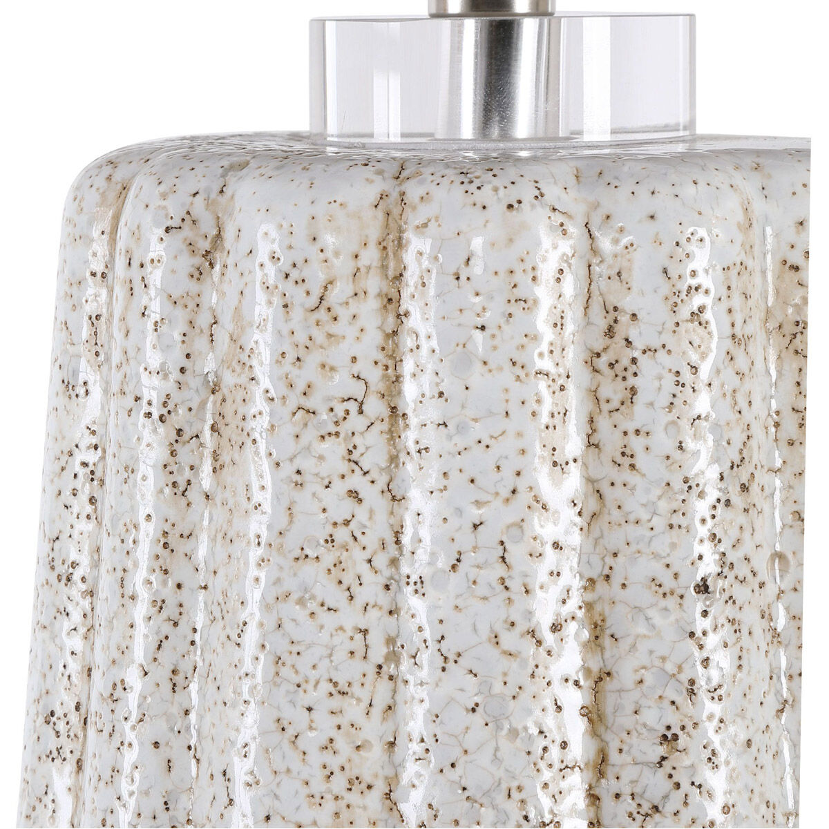 Pikes 26 inch 150.00 watt Stone-Ivory and Taupe Glaze with Brushed Nickel Table lamp Portable Light