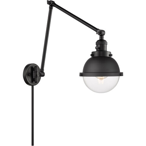 Franklin Restoration Hampden 31.63 inch 3.5 watt Brushed Brass Swing Arm Wall Light in Seedy Glass
