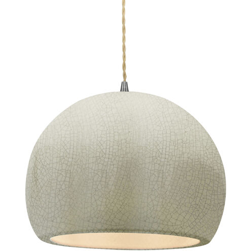 Radiance 1 Light 12.25 inch White Crackle and Brushed Nickel Pendant Ceiling Light