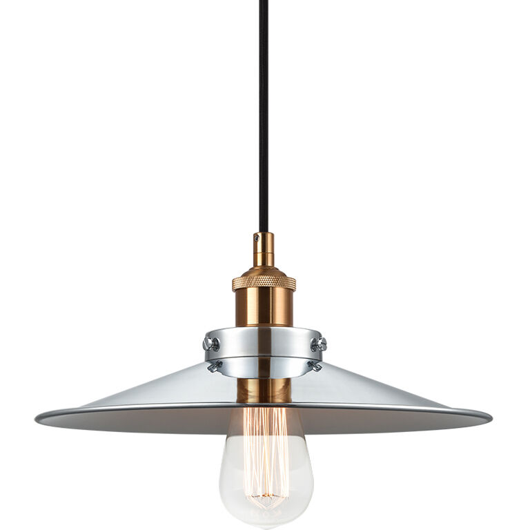 Bulstrode's Workshop 1 Light 11.75 inch Aged Gold Brass Pendant Ceiling Light in Aged Gold Brass and Chrome