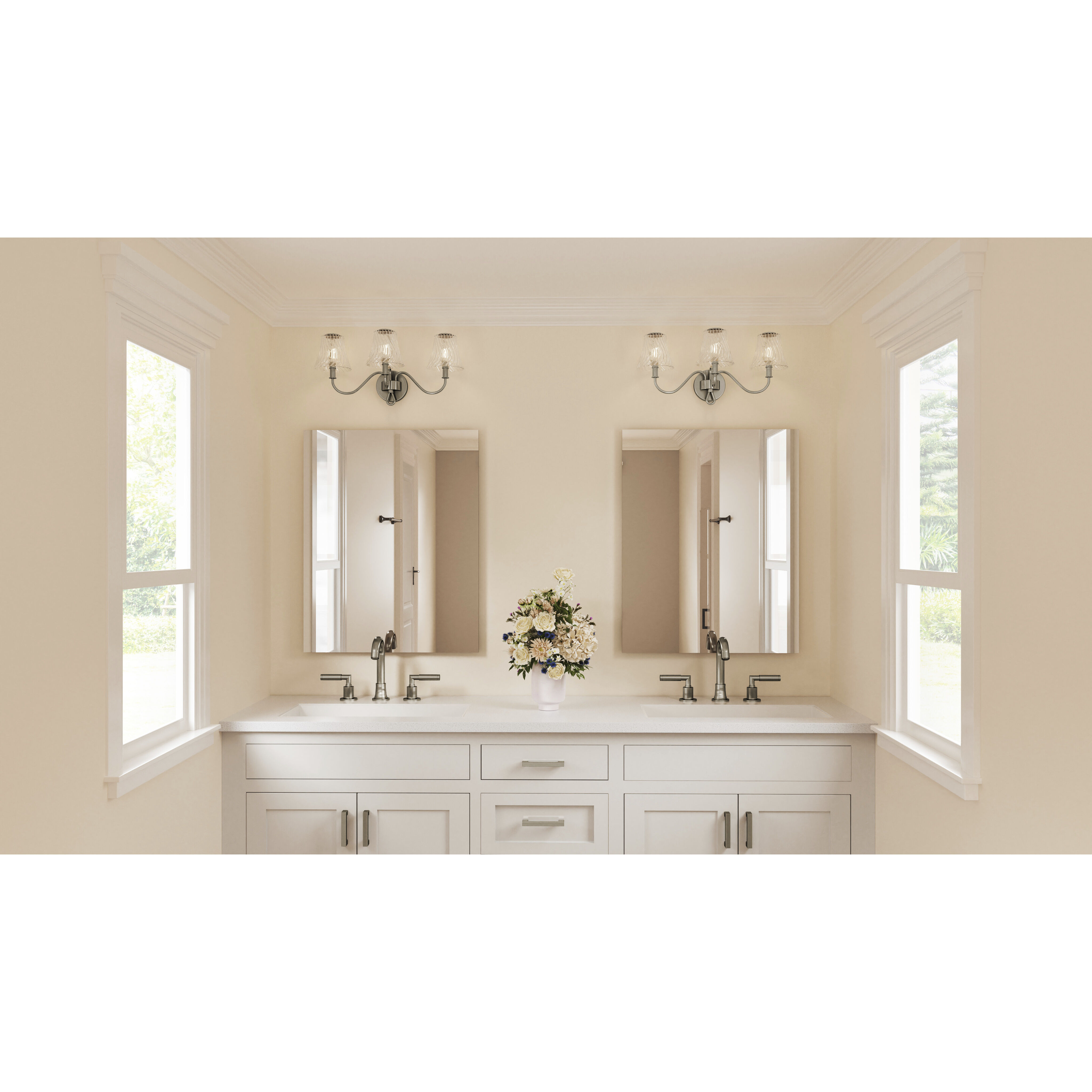 McKinney 3 Light 23 inch Brushed Nickel Bath Light Wall Light