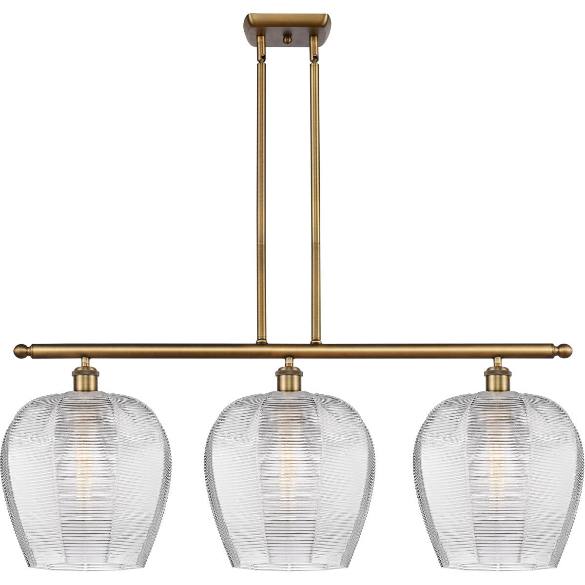 Ballston Norfolk 3 Light 38 inch Brushed Brass Island Light Ceiling Light in Clear Glass