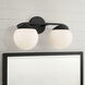 Oliver 2 Light 17 inch Matte Black Vanity Light Wall Light