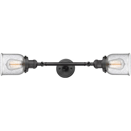 Franklin Restoration Small Bell 2 Light 5 inch Oil Rubbed Bronze Bath Vanity Light Wall Light in Seedy Glass, Franklin Restoration