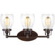 Belton 3 Light 21 inch Bronze Wall Bath Fixture Wall Light
