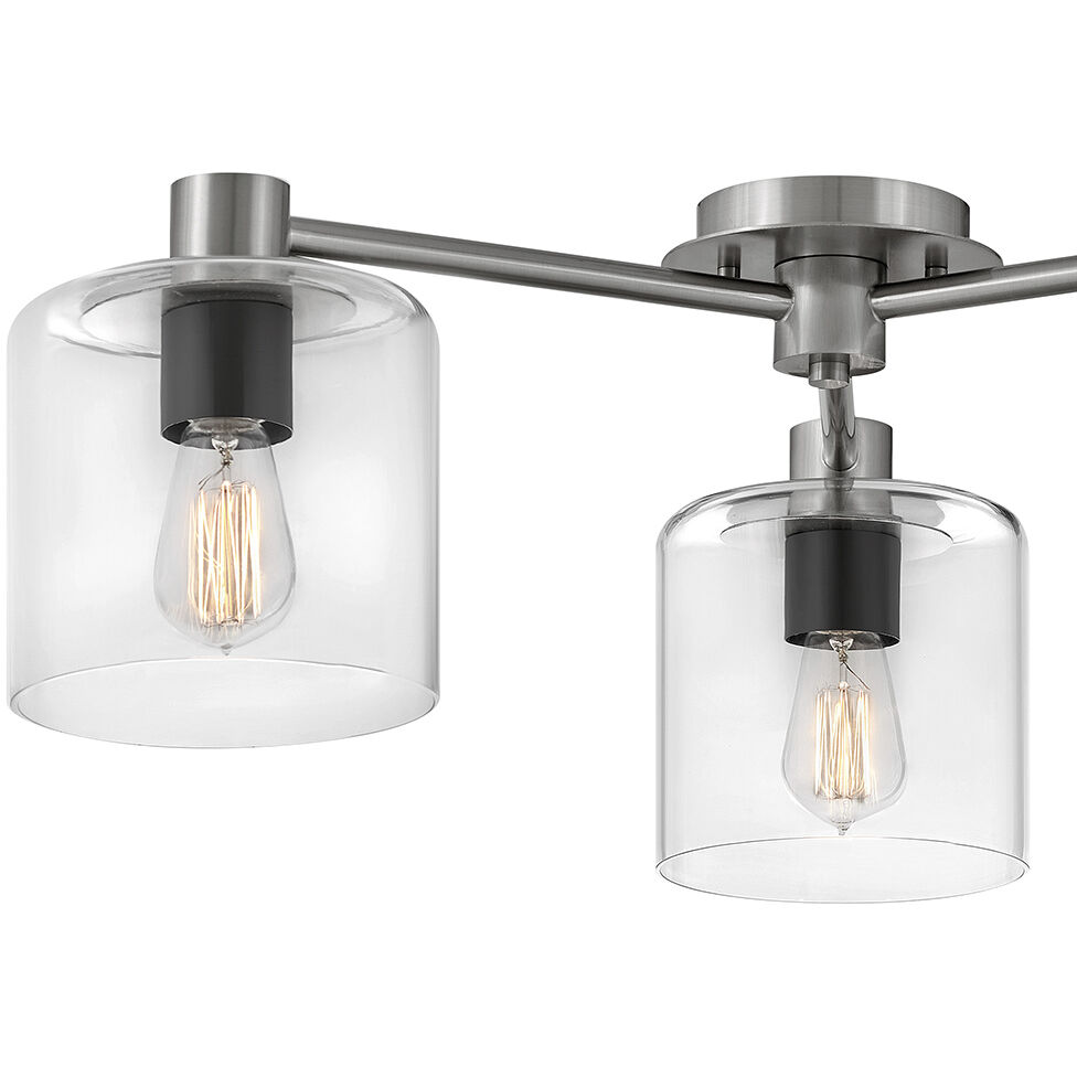 Axel 3 Light 30 inch Brushed Nickel with Black Indoor Semi-Flush Mount Ceiling Light