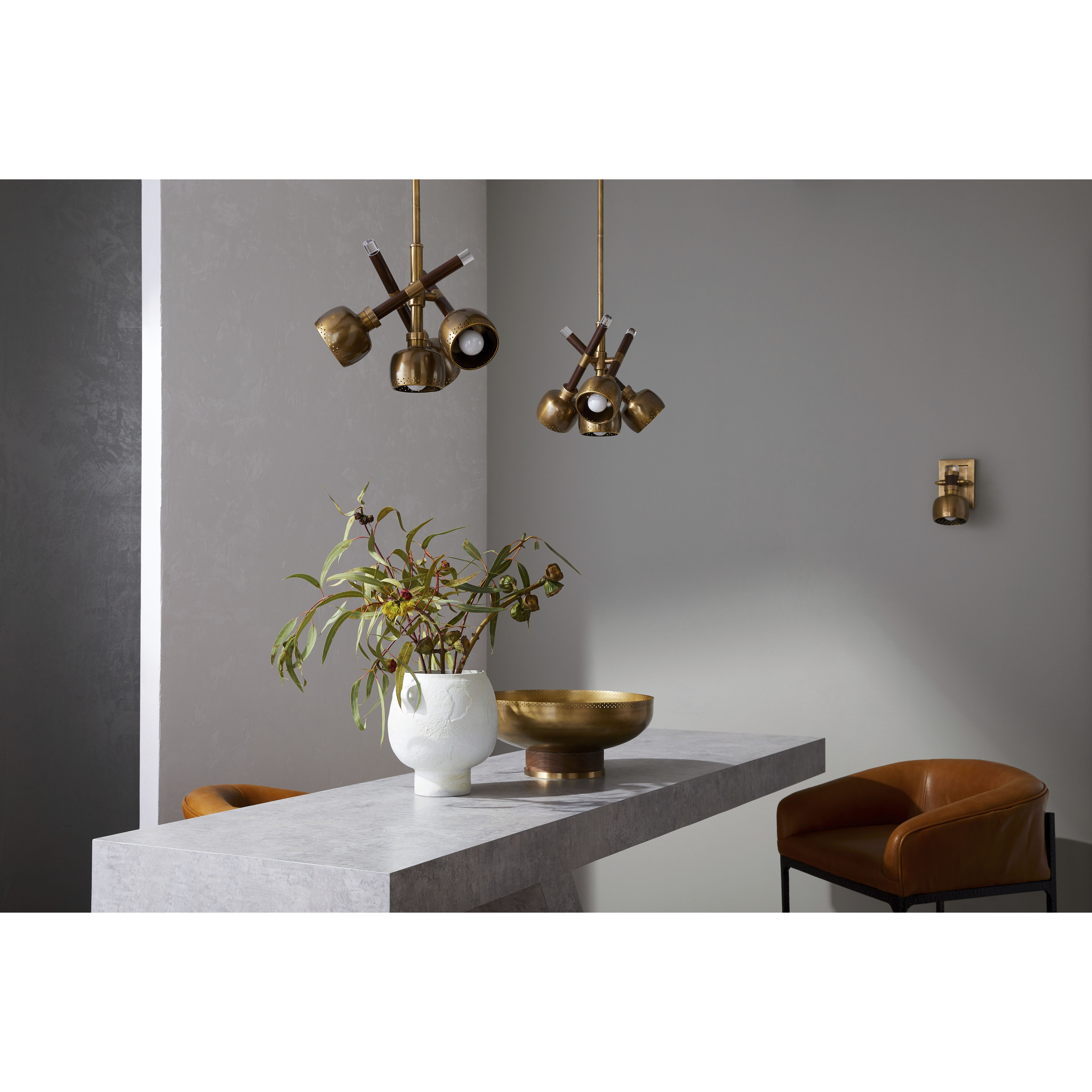 Pavo 4 Light 15 inch Dark Walnut and Vintage Brass Pendant Ceiling Light, Large