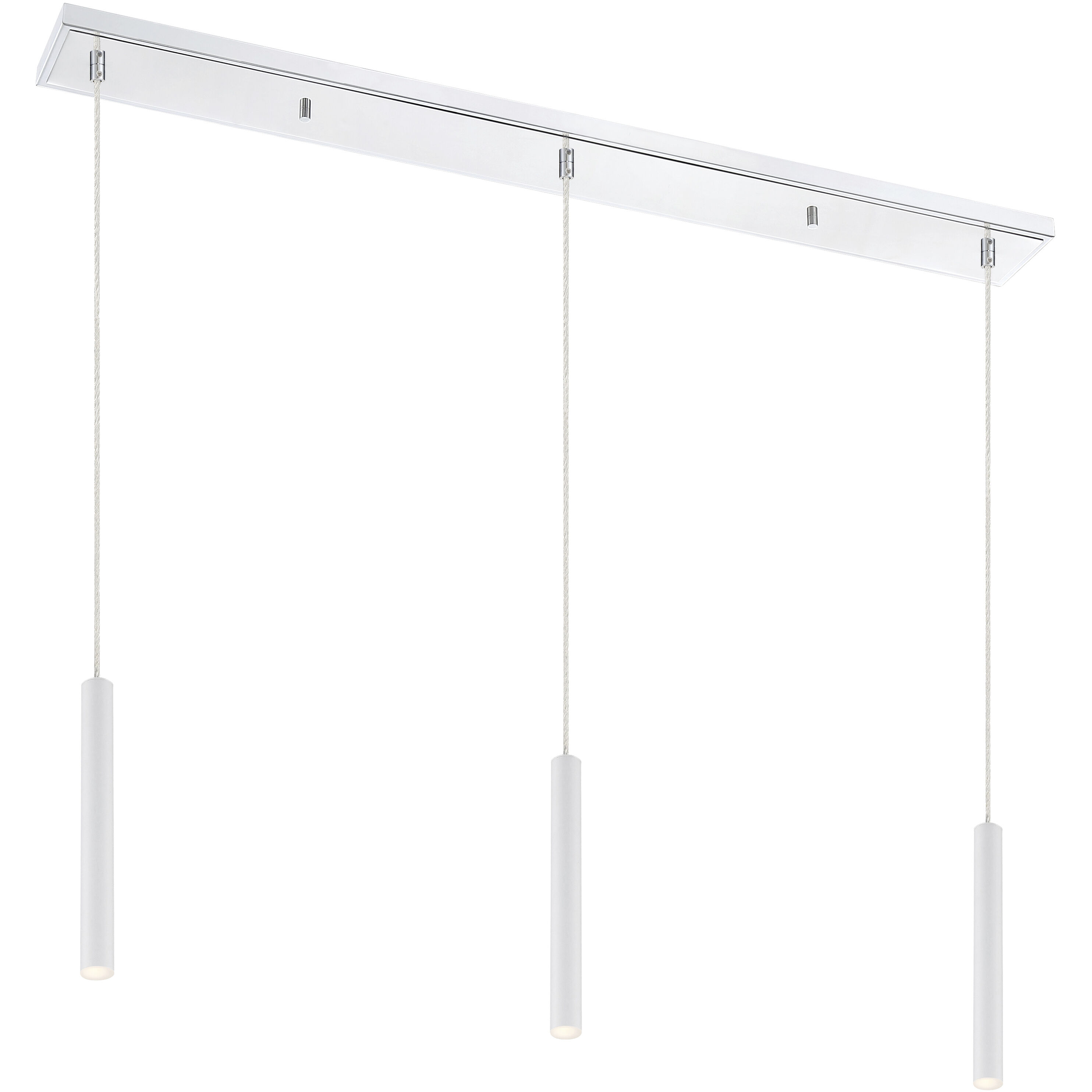 Forest LED 46 inch Chrome Linear Chandelier Ceiling Light in 3, 17, Matte White Steel