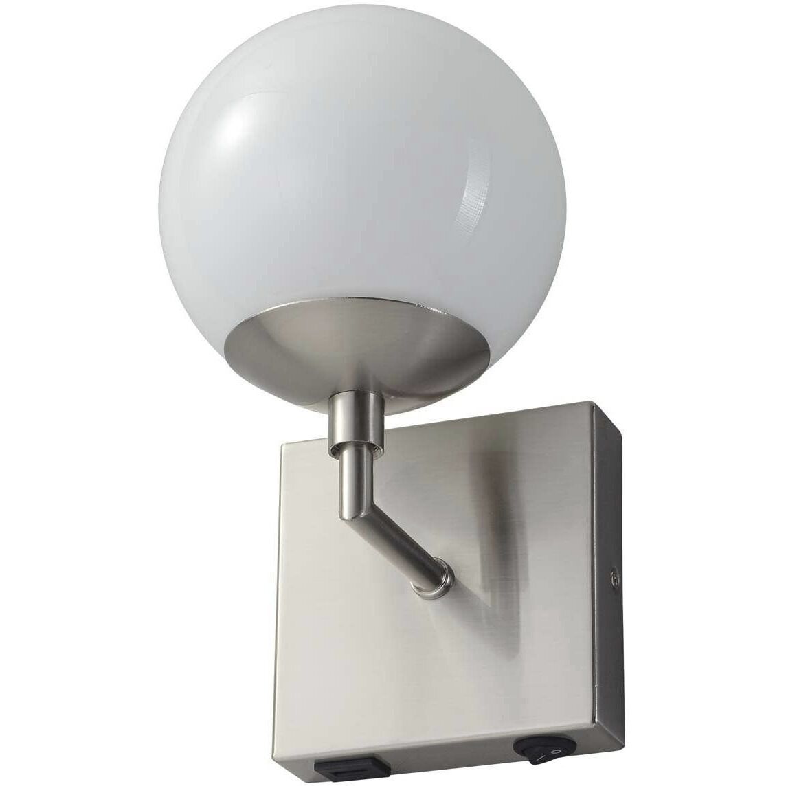 Globe LED 6 inch Satin Nickel Bedside Sconce Wall Light
