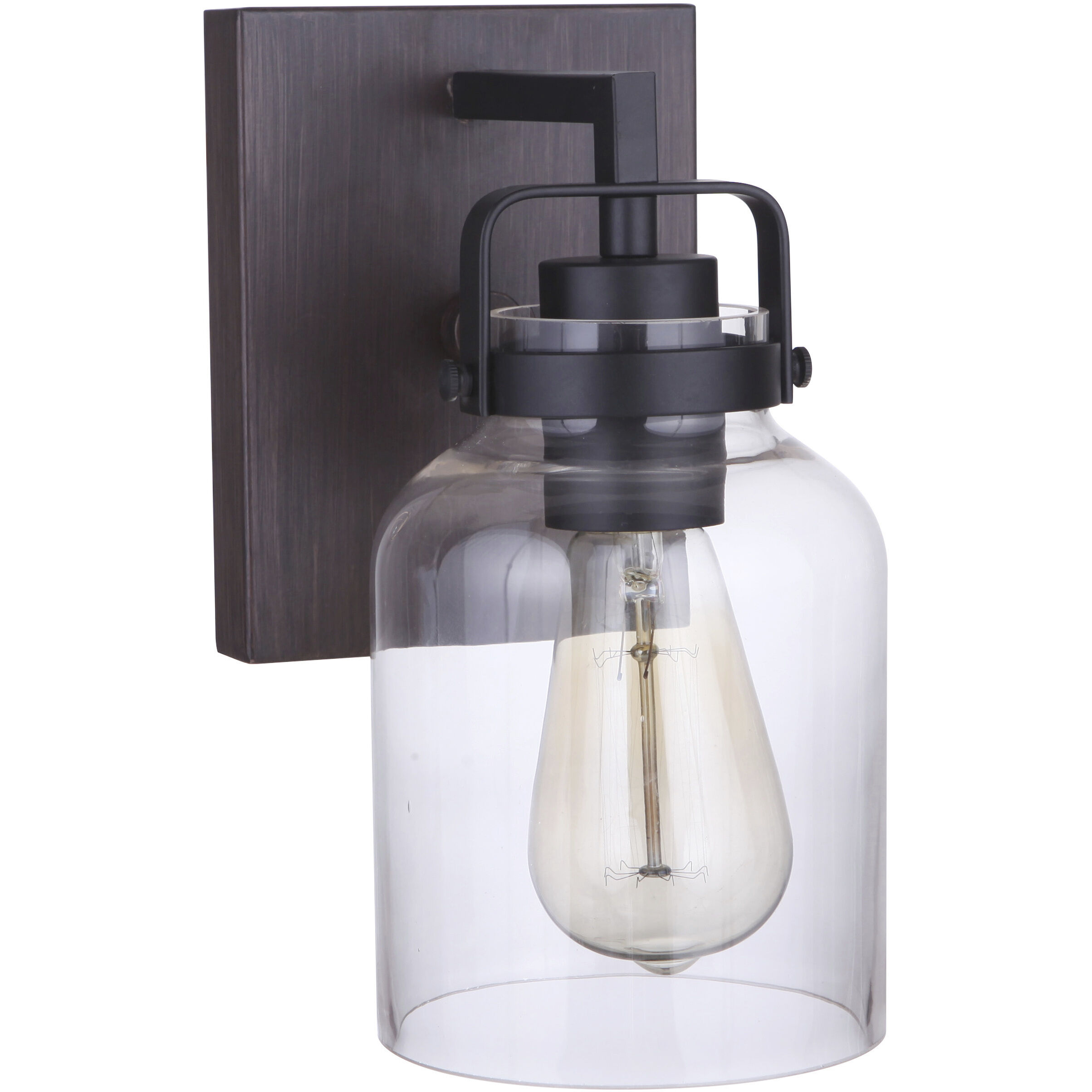 Foxwood 1 Light 5 inch Flat Black with Dark Teak Wall Sconce Wall Light in Flat Black/Dark Teak