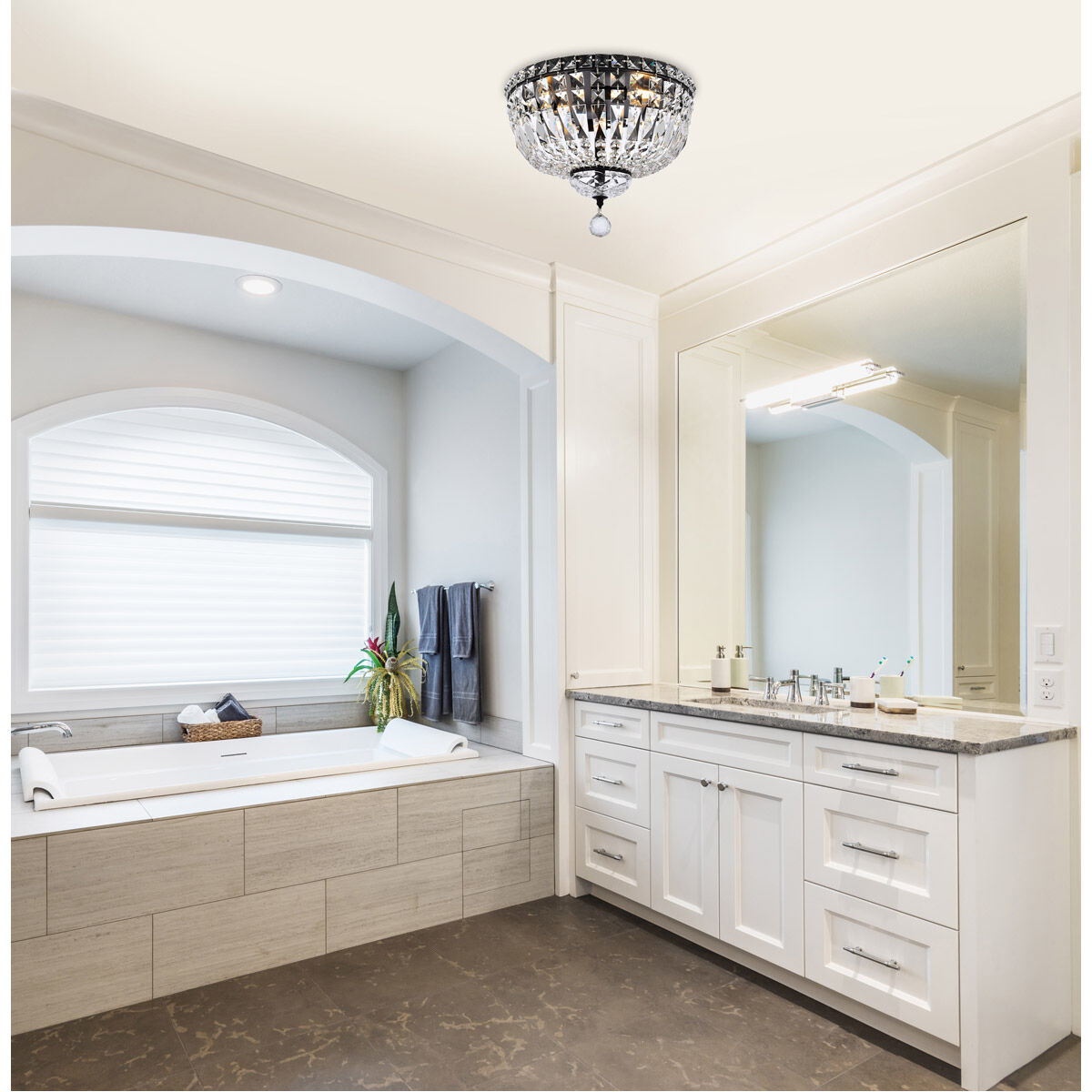 Tranquil 4 Light 14 inch Black and Clear Flush Mount Ceiling Light