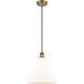 Ballston Cone 1 Light 12 inch Brushed Brass Mini Pendant Ceiling Light in Matte White Glass
