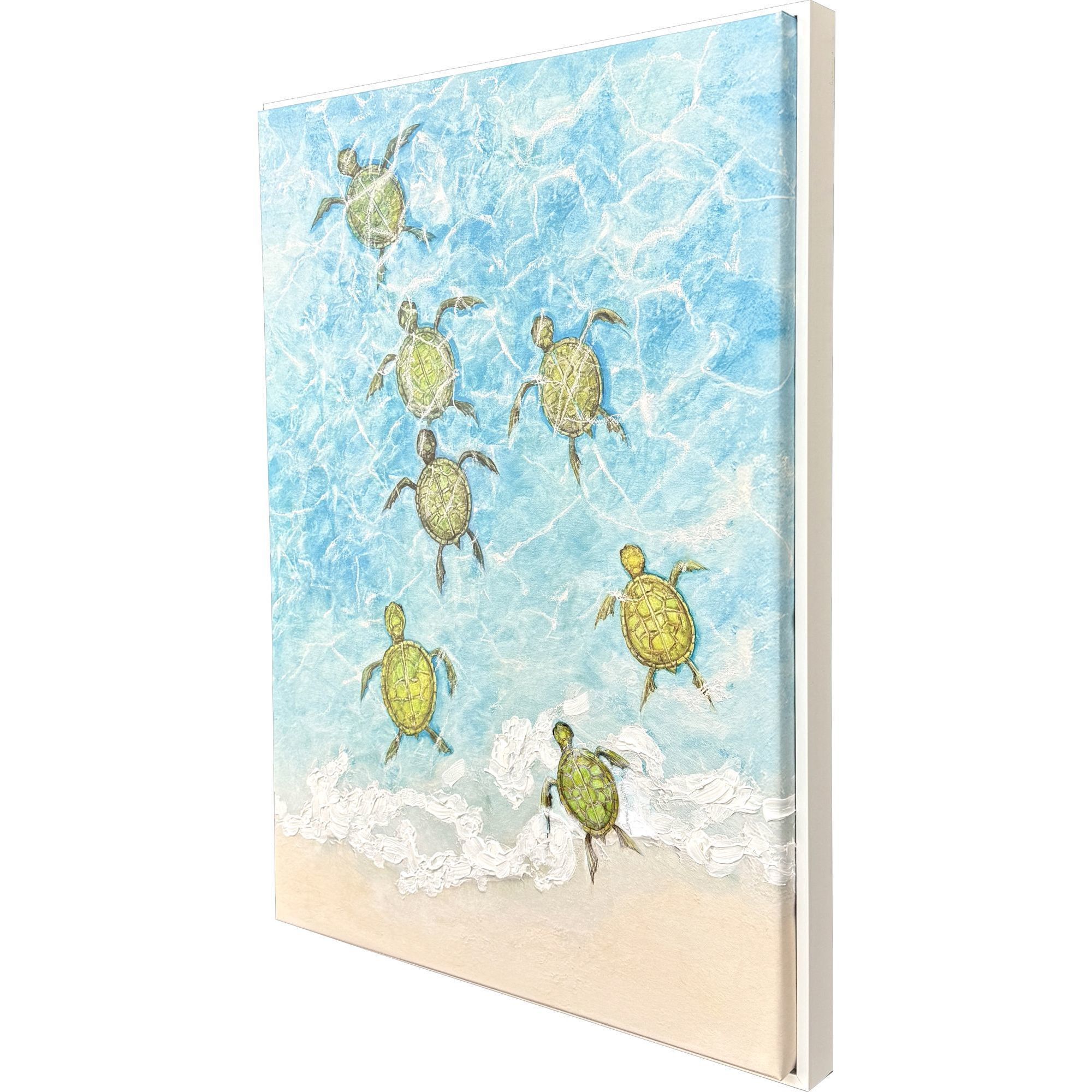 Swimming Turtles Blue and Beige and Green and Multi Canvas, Propac