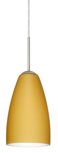 Riva 1 Light Satin Nickel Pendant Ceiling Light in Vanilla Matte Glass, Incandescent