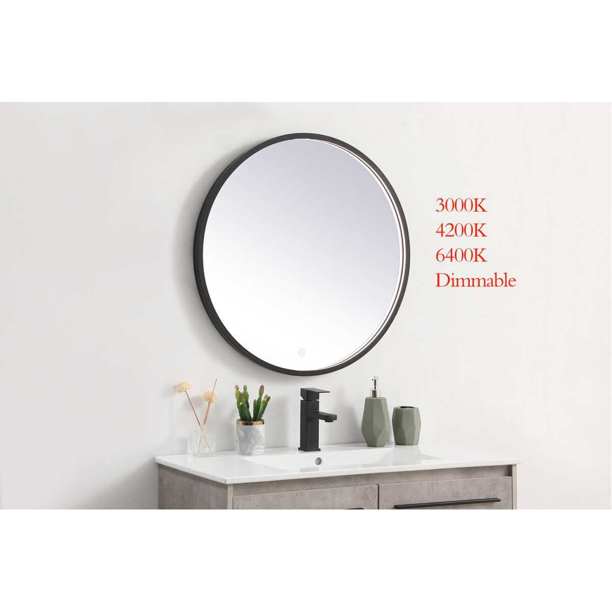 Pier 28 X 28 inch Black LED Mirror