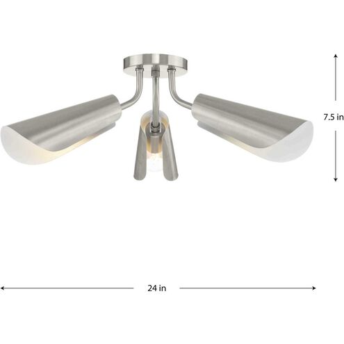 Cornett LED 24 inch Brushed Nickel Semi-Flush Mount Ceiling Light