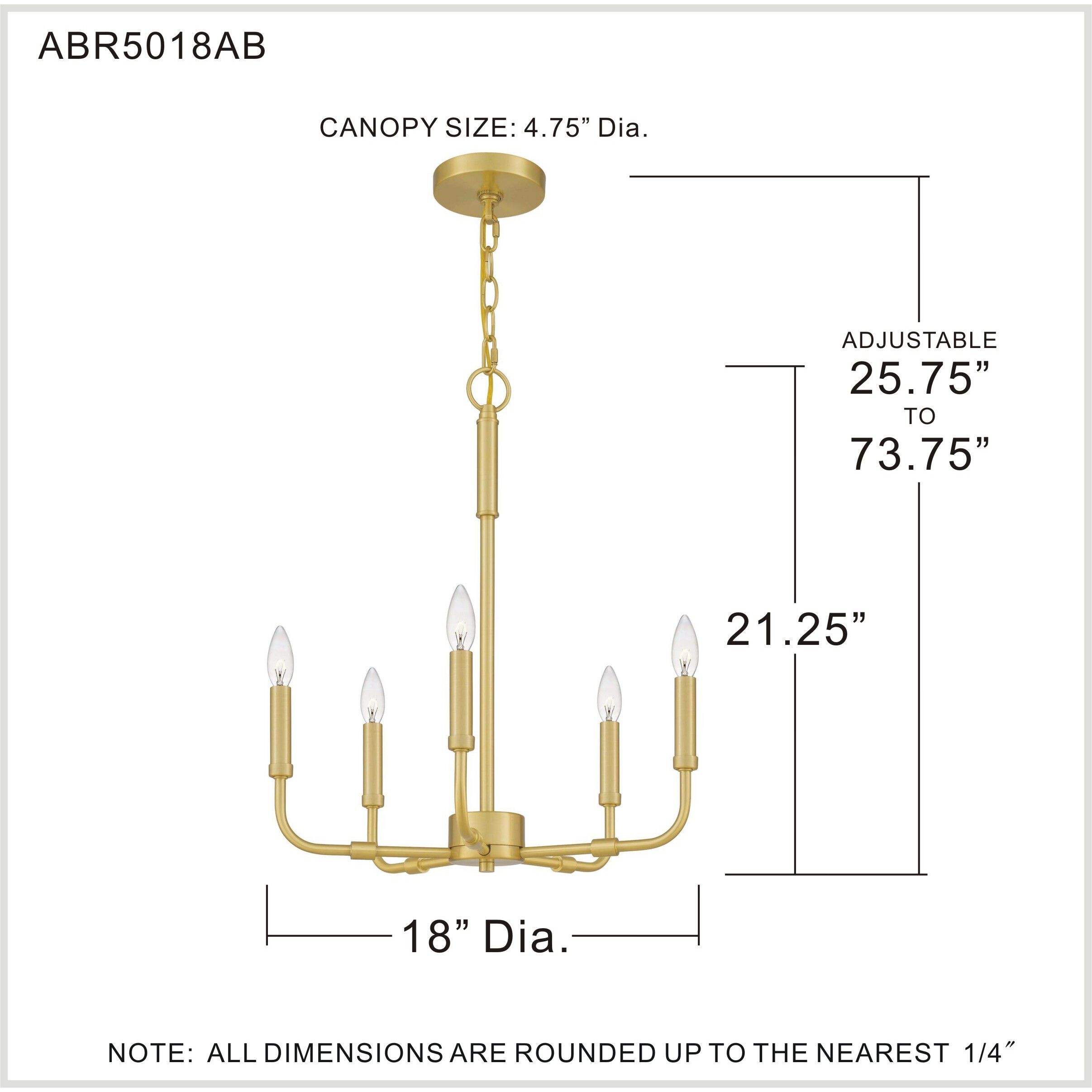 Abner 5 Light 18 inch Aged Brass Chandelier Ceiling Light