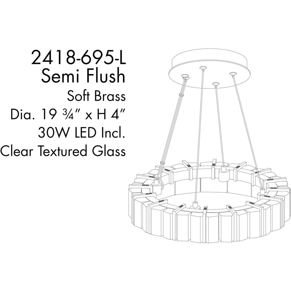 Sevryn LED 19.63 inch Soft Brass Ring Pendant Convert to Semi-Flush Ceiling Light