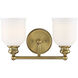 Melrose 2 Light 14.5 inch Warm Brass Bathroom Vanity Light Wall Light, Essentials