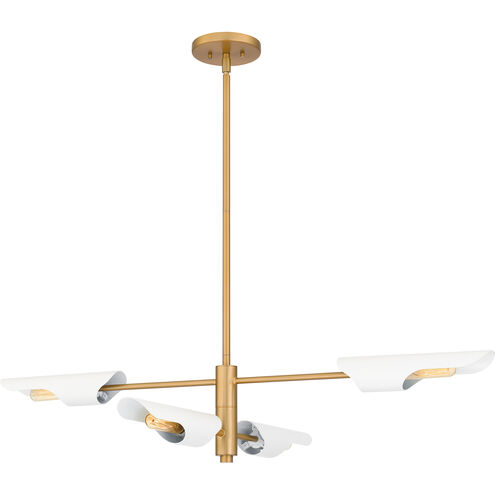 Leoni 4 Light 44 inch Brushed Weathered Brass Island Light Ceiling Light, Medium