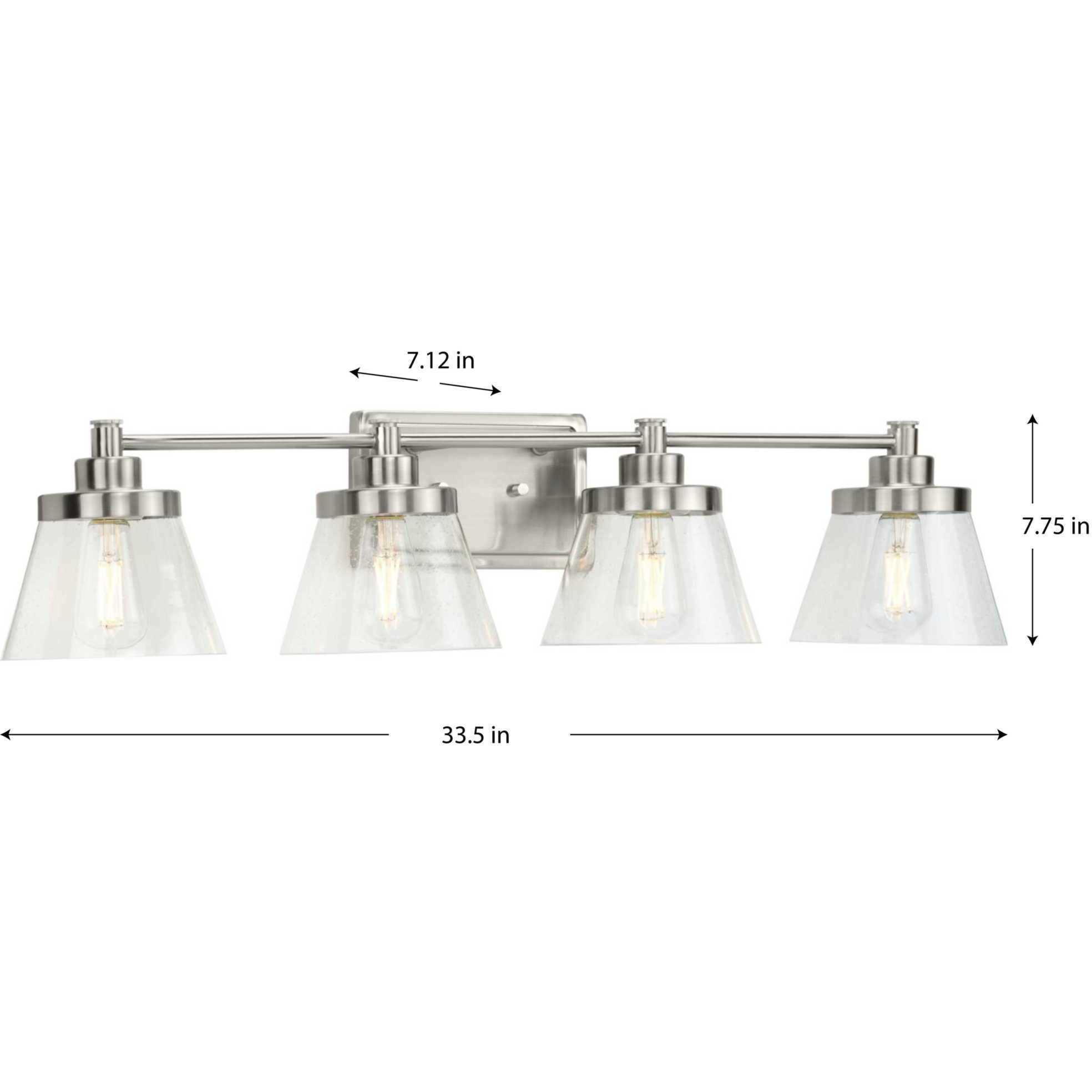 Hinton 4 Light 34 inch Brushed Nickel Bath Vanity Wall Light