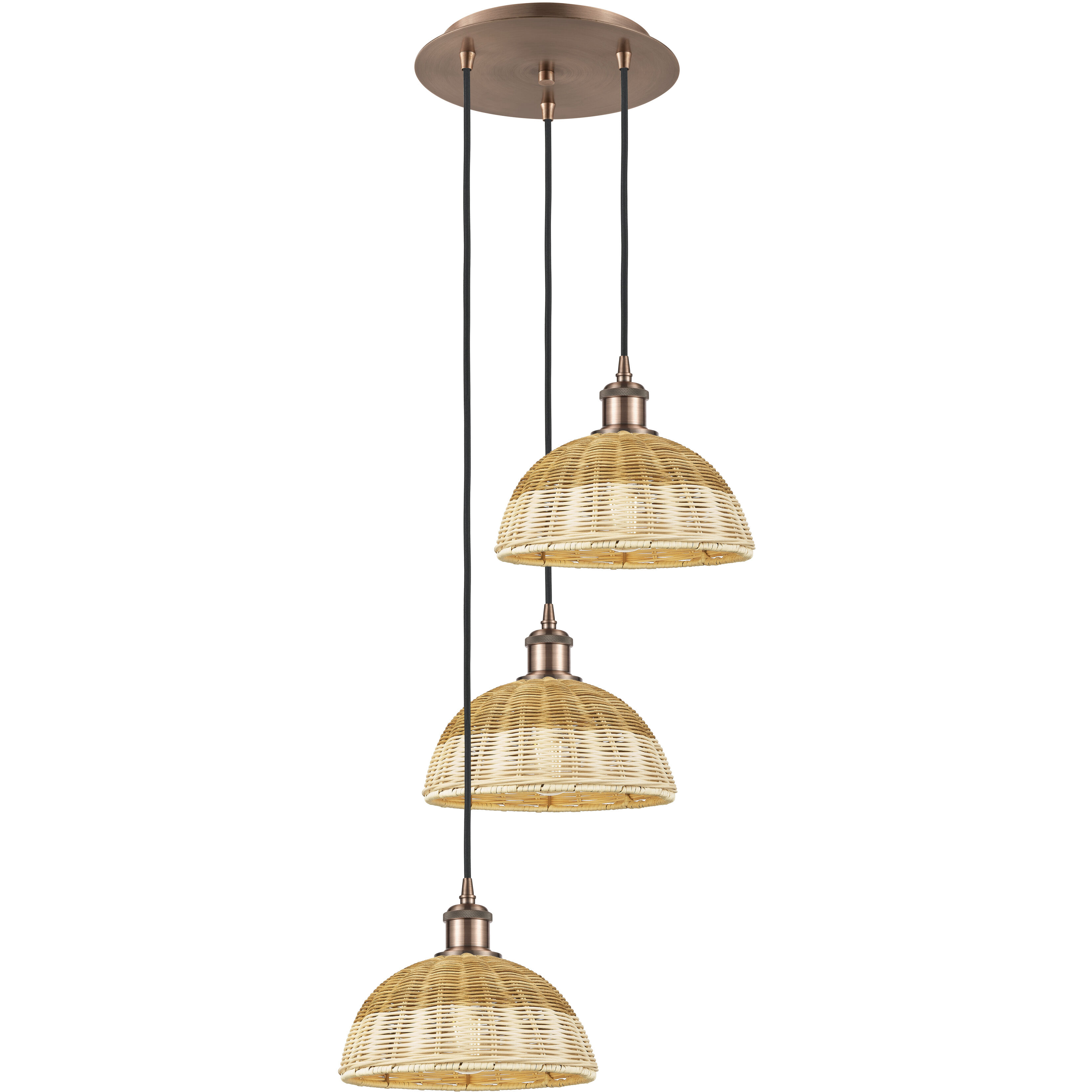 Ballston Bristol Natural II 3 Light 15.5 inch Antique Copper Multi Pendant Ceiling Light