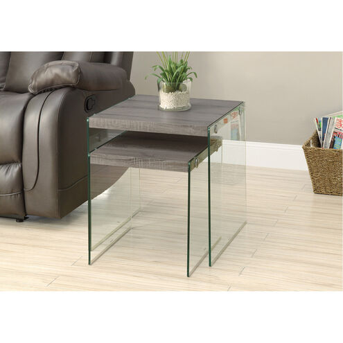 Cortland 20 X 20 inch Dark Taupe and Clear Nesting Table, 2-Piece Set