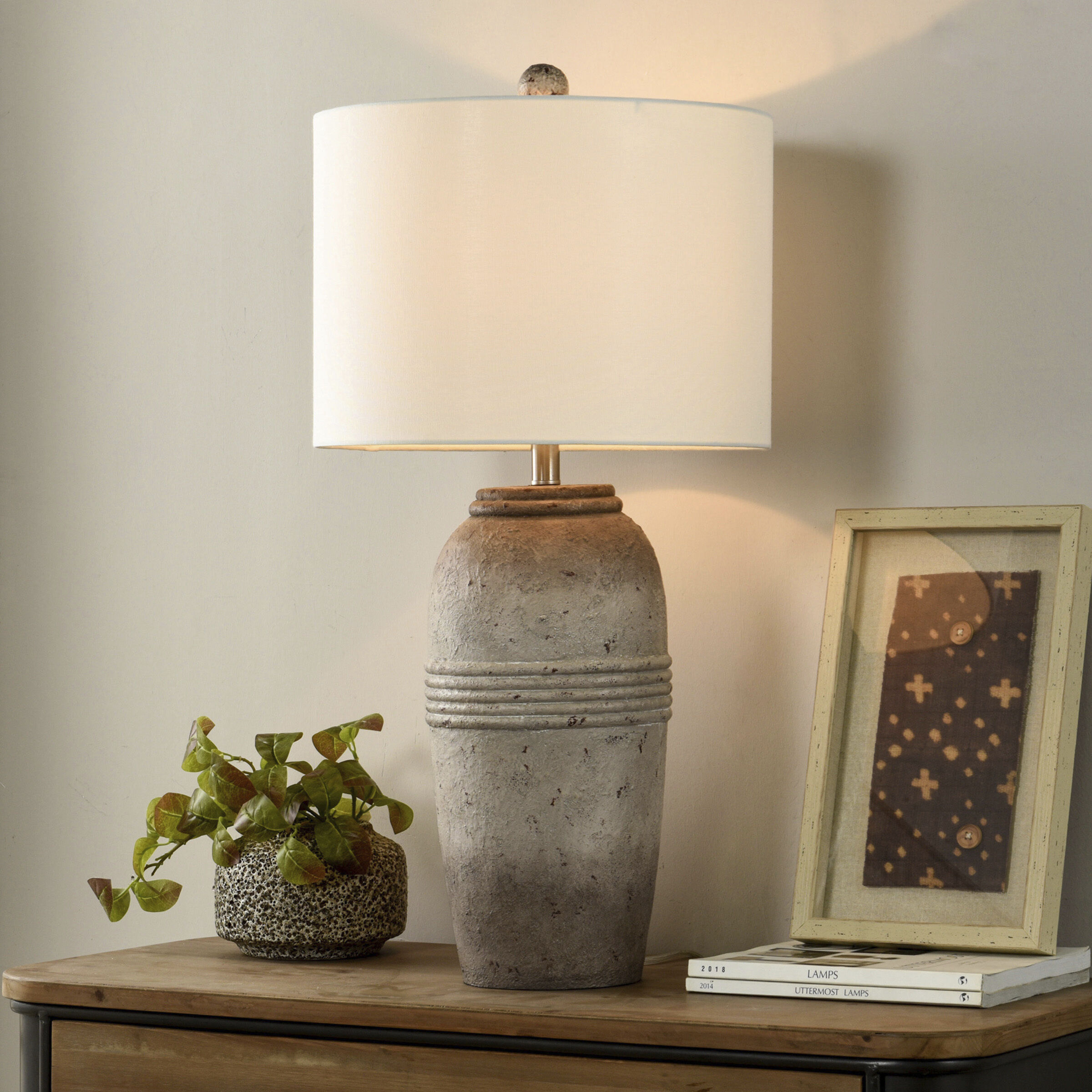 Grover 32 inch 150.00 watt Bronzecotta Table Lamp Portable Light