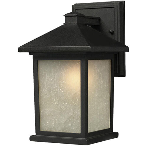 Holbrook 1 Light 15.75 inch Black Outdoor Wall Light in White Seedy Glass