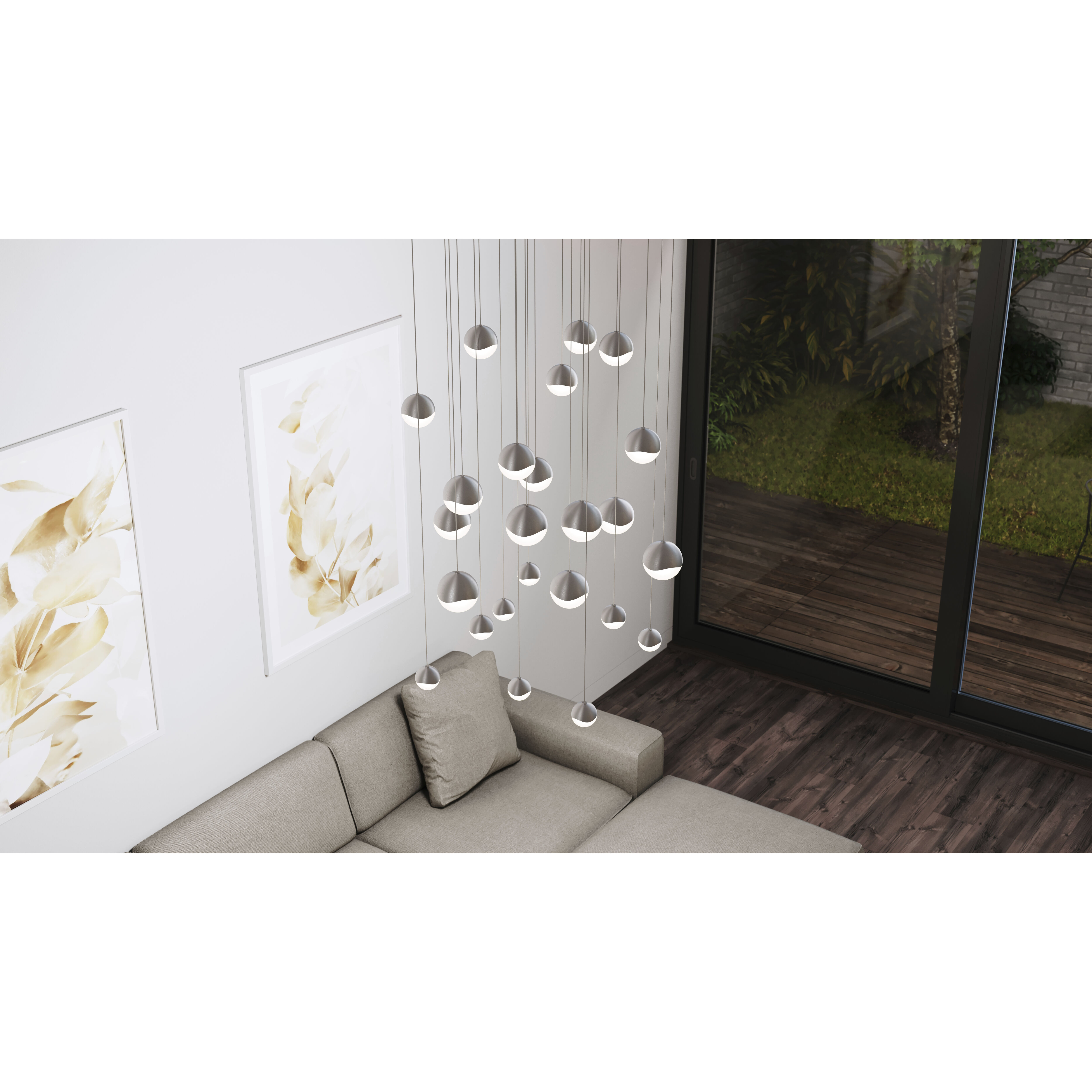 Grapes LED 27 inch Satin Nickel Cluster Pendant Ceiling Light in Assorted