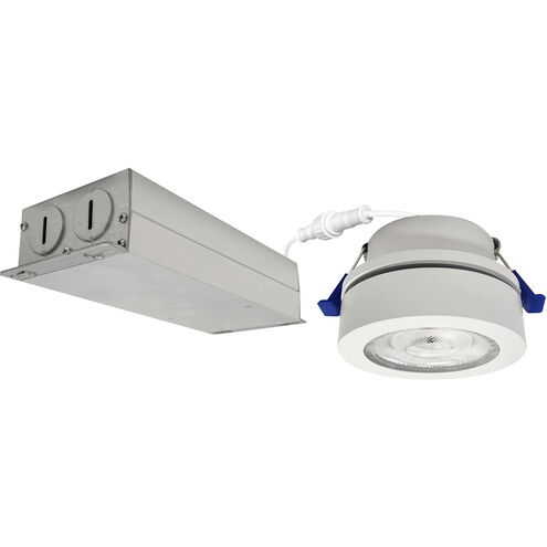 M-Wave Matte Powder White Recessed Can-less Adjustable LED Downlight in 2700K