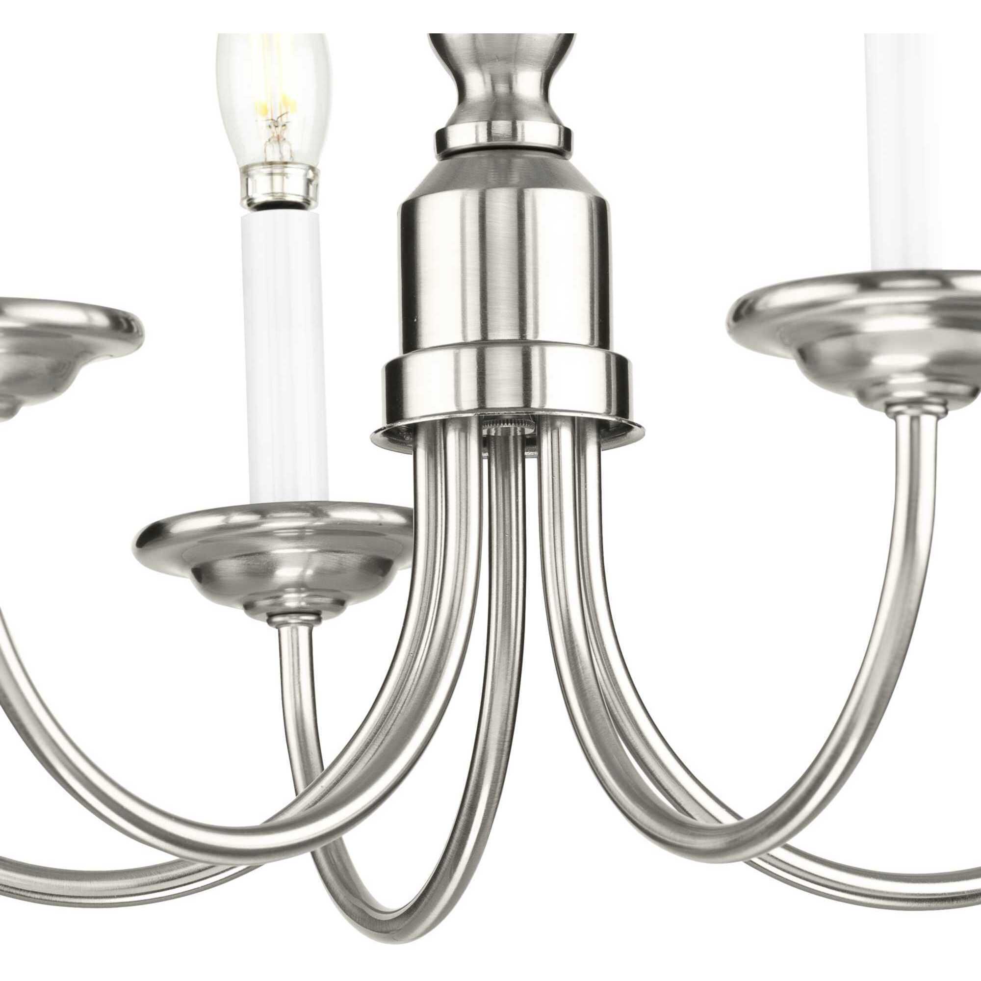 Five Light 5 Light 17.5 inch Brushed Nickel Chandelier Ceiling Light