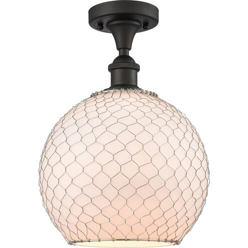Ballston Large Farmhouse Chicken Wire LED 10 inch Oil Rubbed Bronze Semi-Flush Mount Ceiling Light, Ballston
