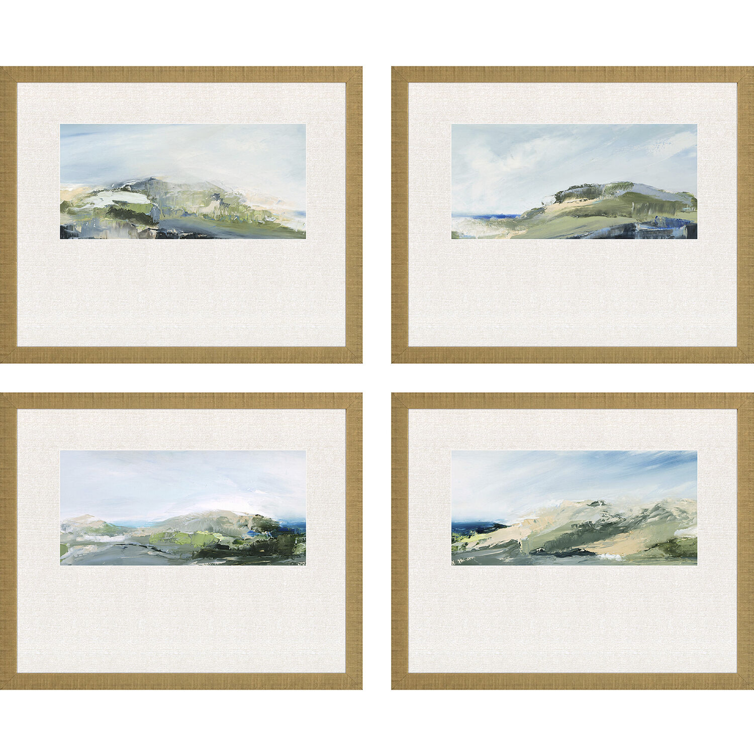 Abstract Green and Blue and Multi and White Framed Art